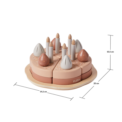 BIRTHDAY CAKE, 6 SLICES, HANDPAINTED