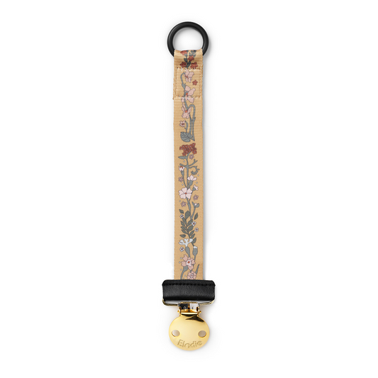Pacifier Clip Golden Vintage Flower