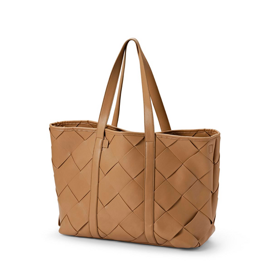 Changing Bag Braided Leather - Caramel Brown