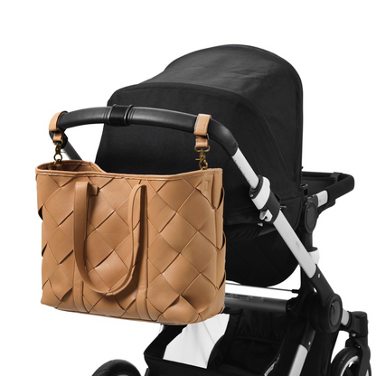 Changing Bag Braided Leather - Caramel Brown