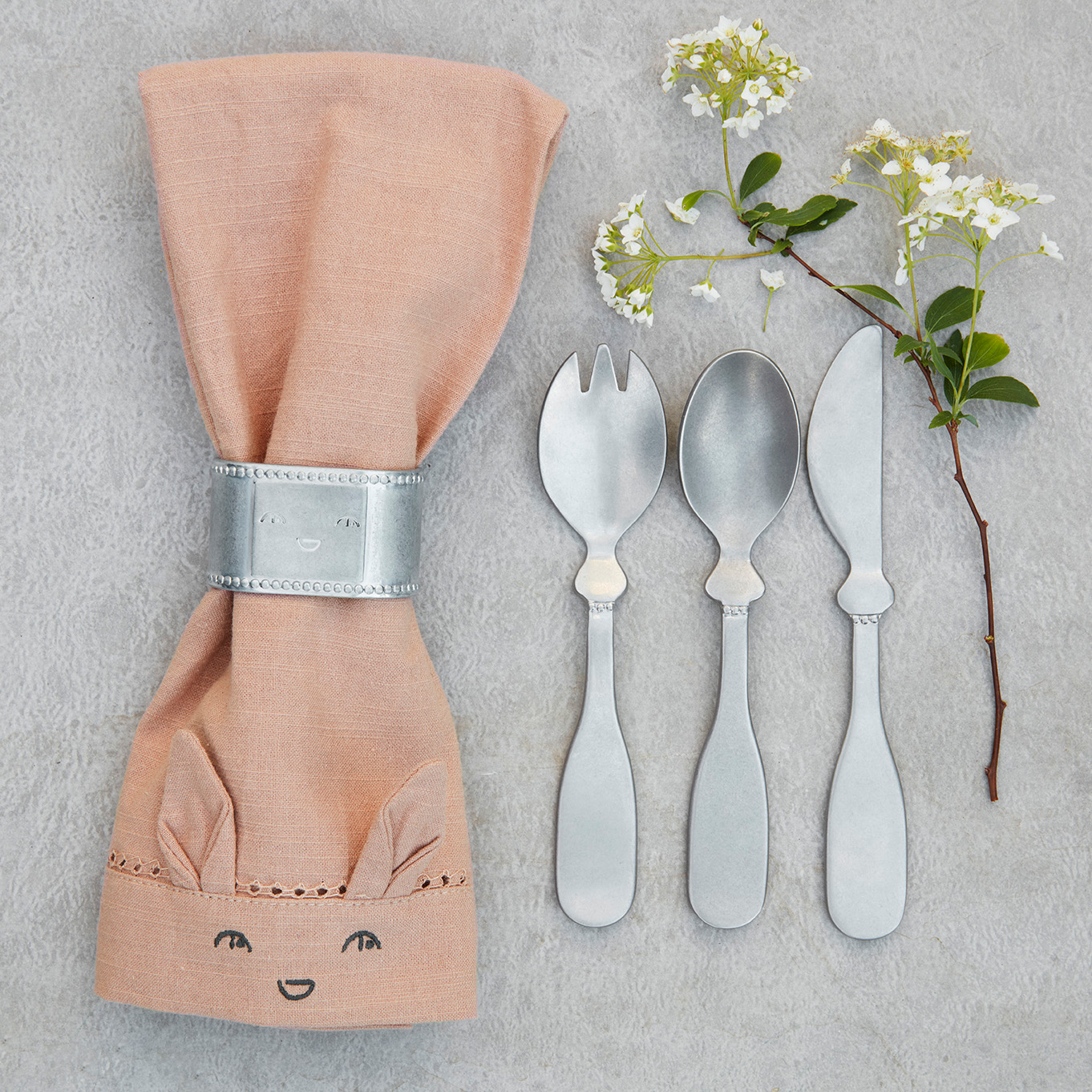 Children's Cutlery set - Antique Silver