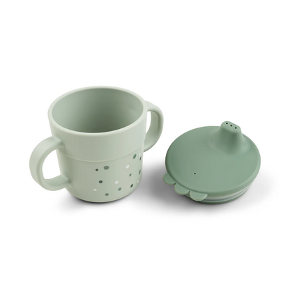 Foodie spout cup - happy dots - green