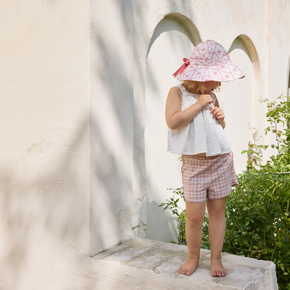Sun Hat - Embroidery Anglaise Pink