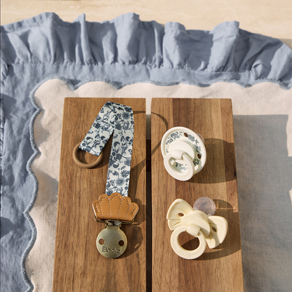 Elodie Pacifier Clip - Garden Leo Toile