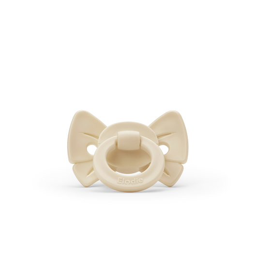Binky Bow Orthodontic Silicone  3+ months - Oat White