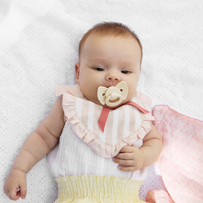 Binky Bow Orthodontic Silicone  3+ months - Oat White