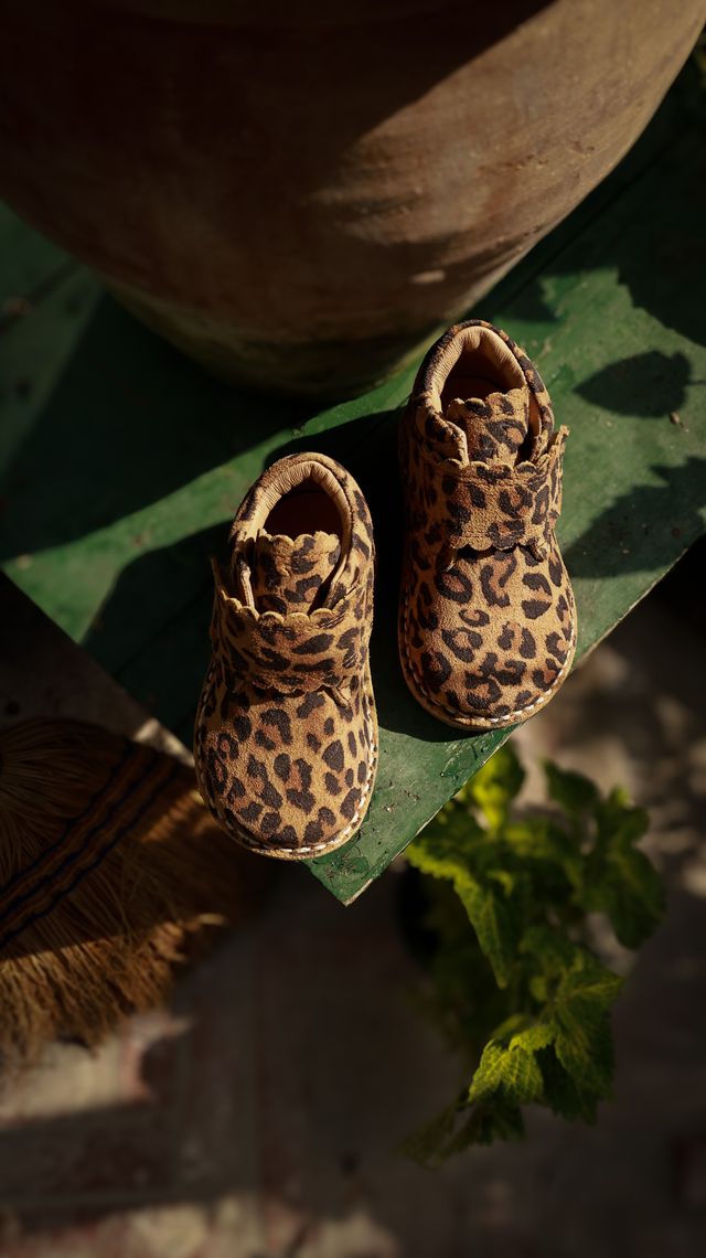 SCALLOP VELCRO BOOT - Leopard