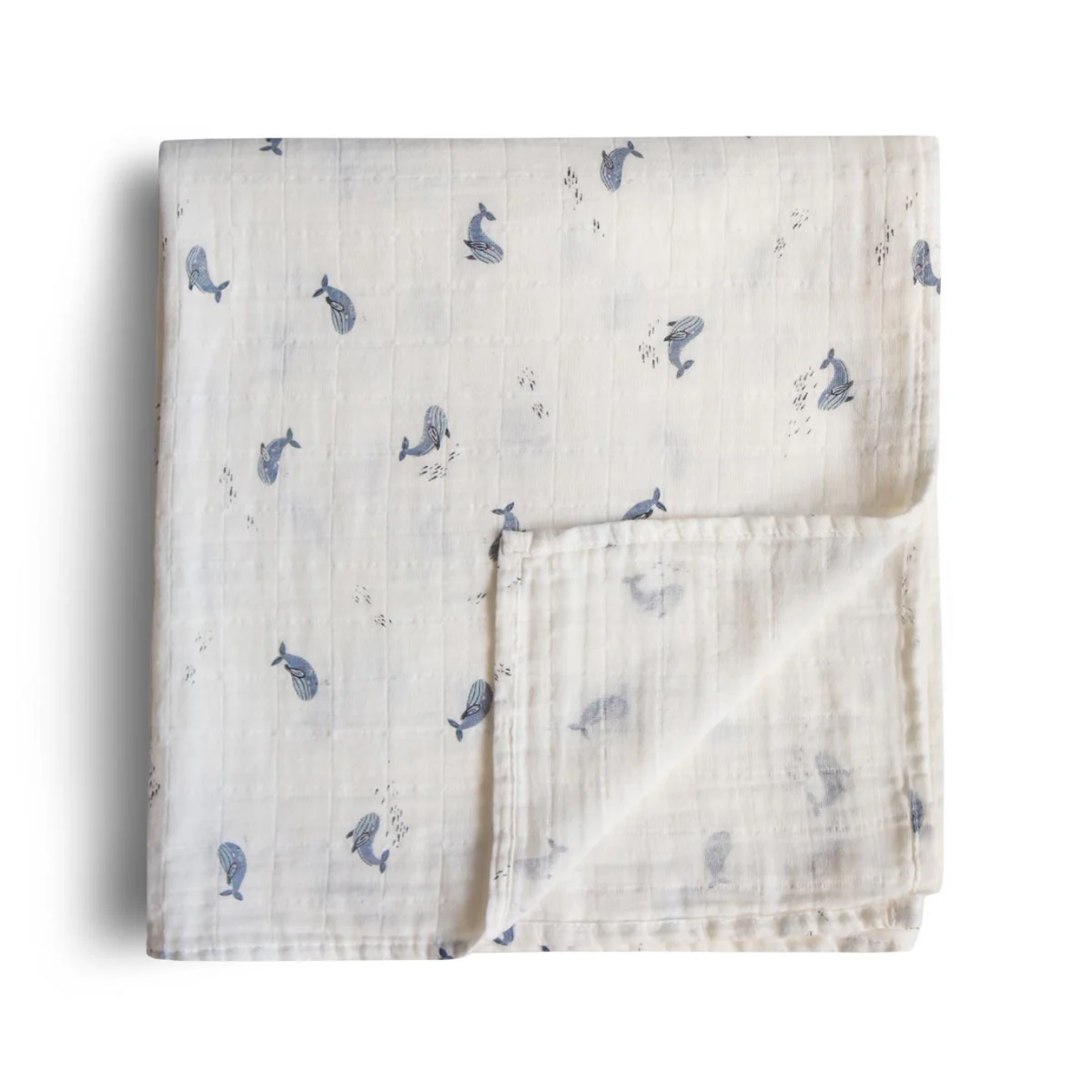 Mushie Muslin Swaddle Blanket - Whales