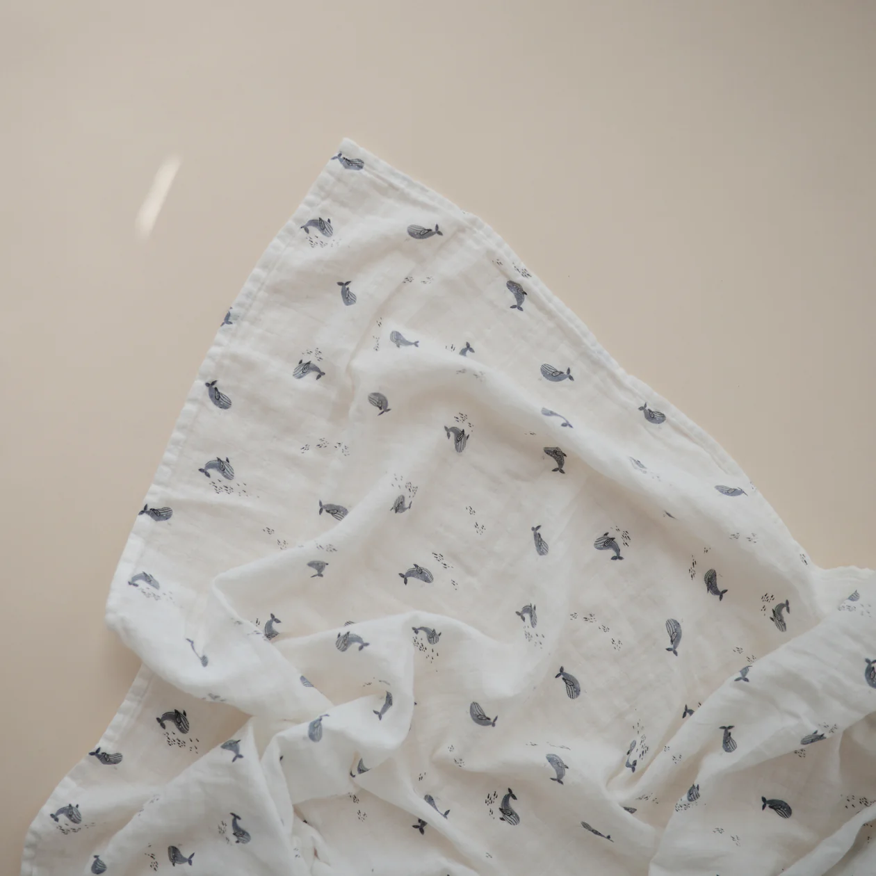 Mushie Muslin Swaddle Blanket - Whales