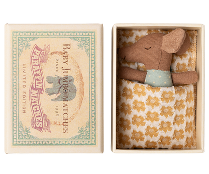 Sleepy wakey baby mouse in matchbox - Blue