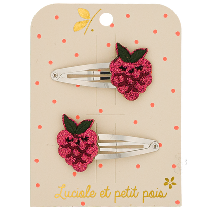 Barrettes Berry la framboise (paire)