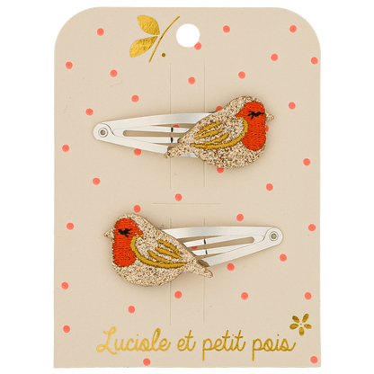 Ruby the Robin Hair Clips (pair)