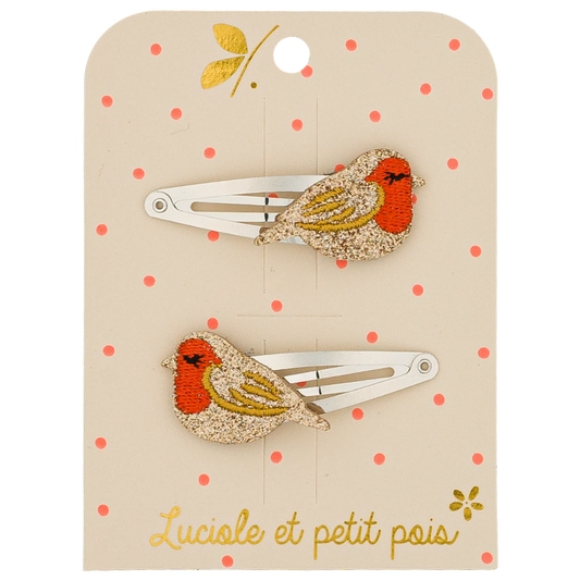 Ruby the Robin Hair Clips (pair)