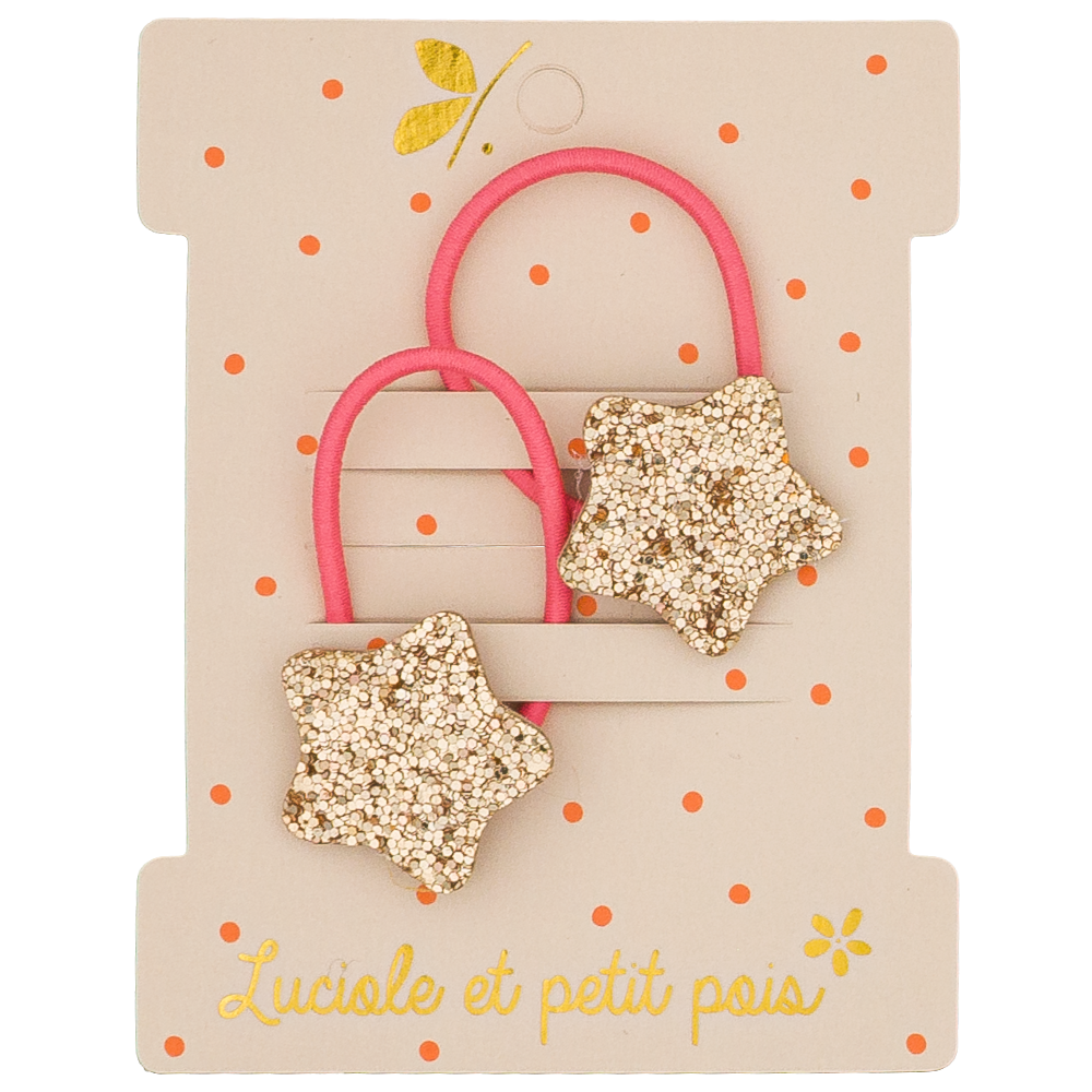 Mini elastic bands - Bubble star - Gold (pair)