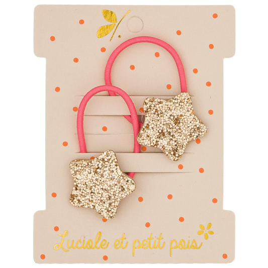 Mini elastic bands - Bubble star - Gold (pair)