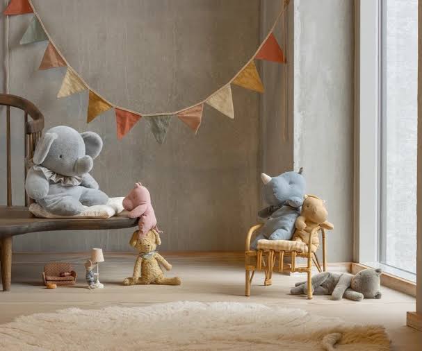 Maileg Elephant Plush Big Blue/Grey