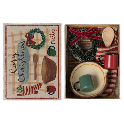 Maileg Cosy Christmas Set in box stocking wreath blanket mugs bowl - Petit Matisse
 