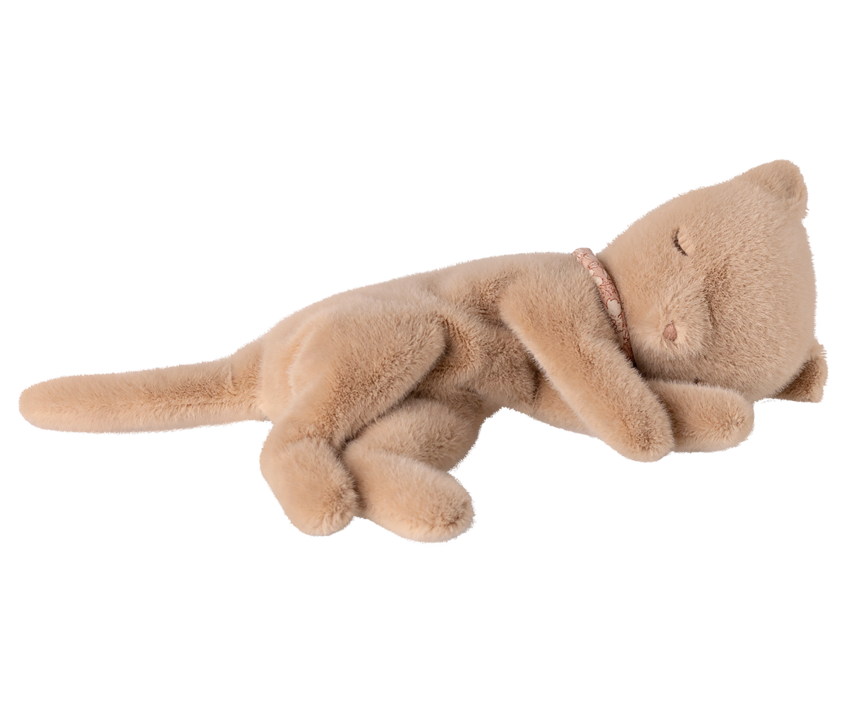 Sleeping plush kitten , Small - Cream Peach