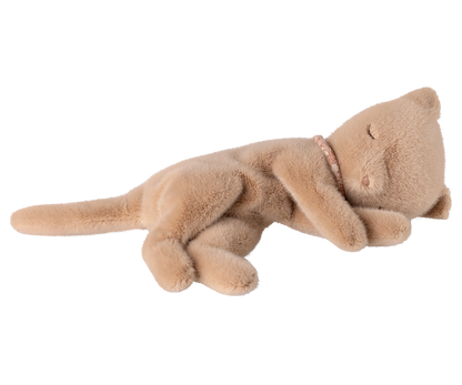 Sleeping plush kitten , Small - Cream Peach