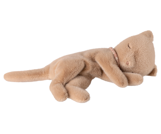 Sleeping plush kitten , Small - Cream Peach