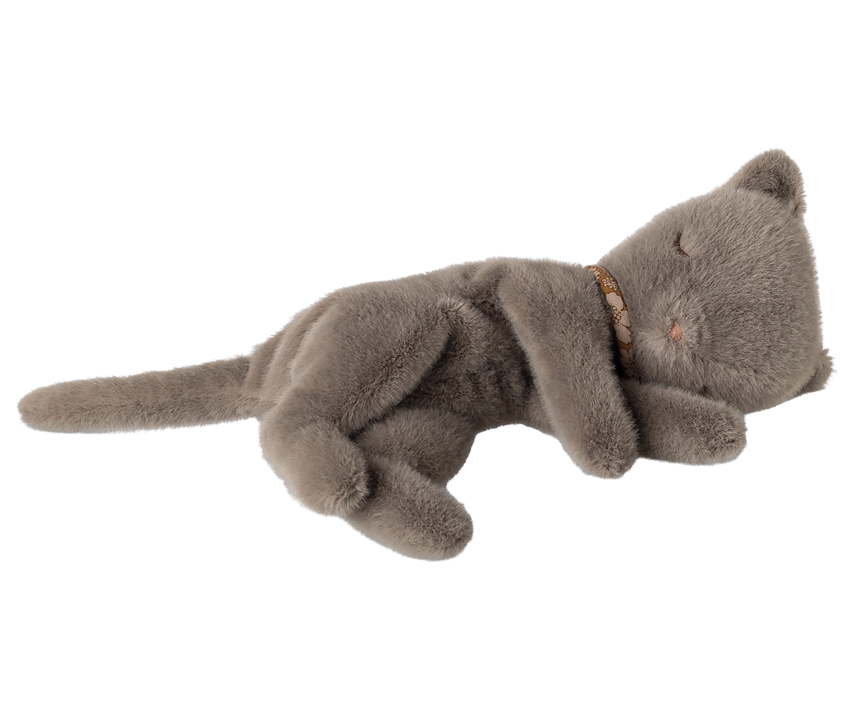 Sleeping plush kitten , Small - Grey