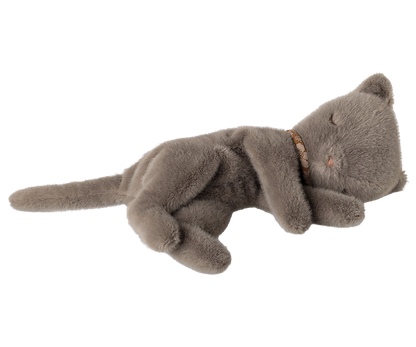 Sleeping plush kitten , Small - Grey