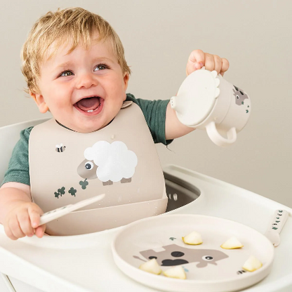 Silicone Bib Sheepy Sand