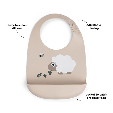 Silicone Bib Sheepy Sand